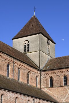 Tower, Romanesque Minster Schwarzach, Rheinm&uuml;nster, Baden-W&uuml;rttemberg, Germany