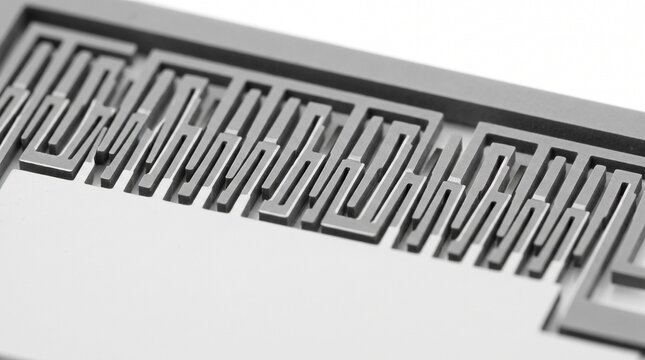 Intricate grey plastic mechanical sensor component featuring complex maze pattern geometry for precision measurement equipment