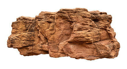 Large textured sandstone boulder isolated on a white background for landscape design projects © Ophelia