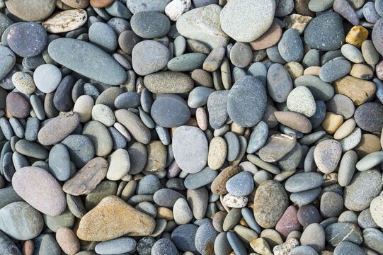 Pebble stones on the north shore of the Isle of Man, United Kingdom