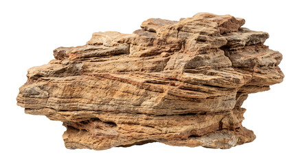 Large textured sedimentary rock isolated on white background for landscape design and 3D modeling © Ophelia
