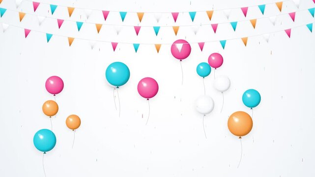 Balloons party bunting and confetti animation.
