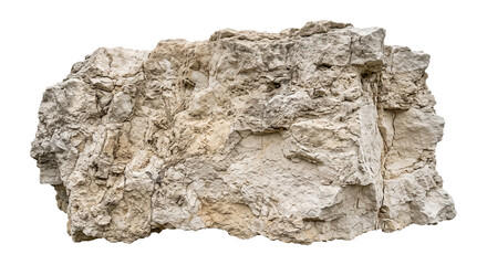 Large textured limestone rock isolated on a white background for landscape design projects © Ophelia