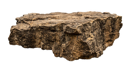 Large natural brown stone block isolated on white background for product display and design © Ophelia