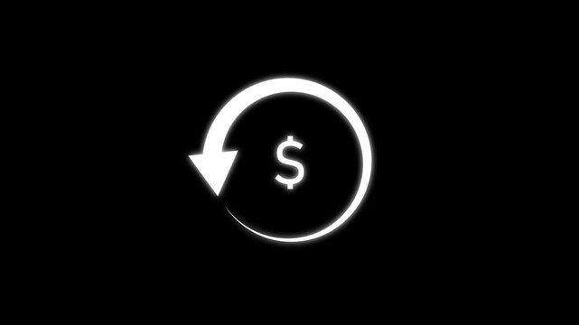 Animated dollar coin icon with rotating circular refresh arrows. Representing financial growth and money icon. dollar refund icon, currency exchange icon animation. dollar and round circle arrow icon.