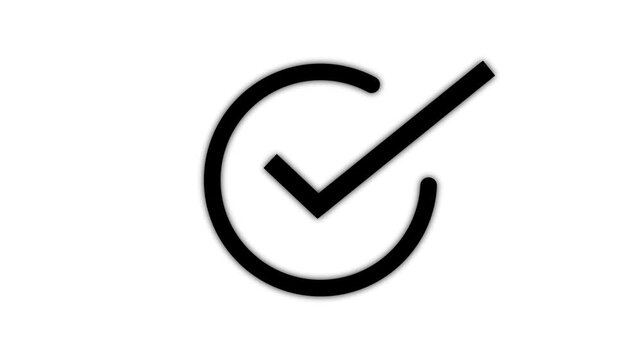 Animated green check mark icon in white circle. Isolated on a green background. Animated reveal of a white checkmark icon in a green circle. Check Mark, Tick, Yes, OK Symbol Animation. approved tick