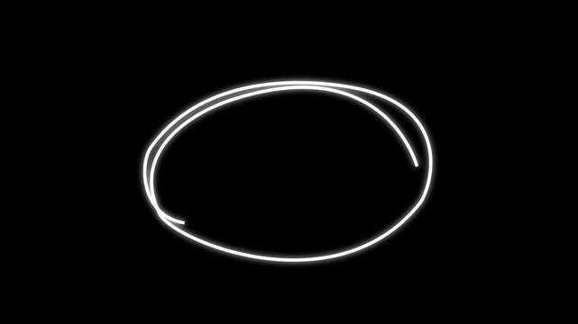 Circle on white background in animated scribble style stop motion. Symbol of ellipse hand drawn in isolated footage ready to use in online interface to highlight necessary information, Handwritten 4k