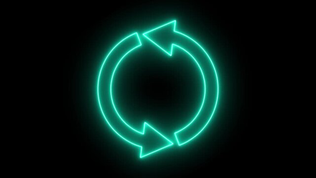 Neon sign Circle arrow refresh and reload icon animation with loading progress. Animated loading refresh arrows spinning, Arrow loading icon animation. Arrow loading icon concept