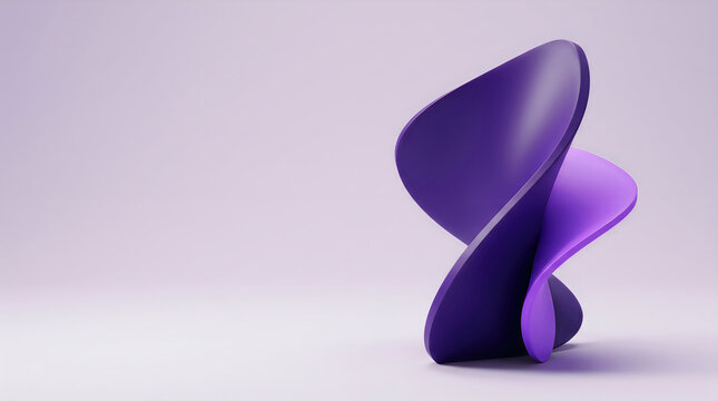 Abstract purple wave shape with smooth curves and soft light on a light background