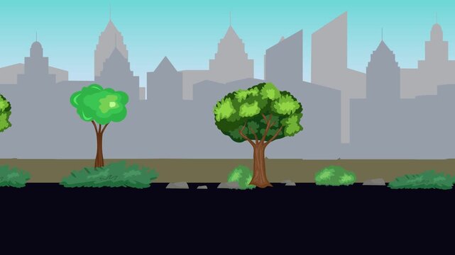 Animation of city background, side view