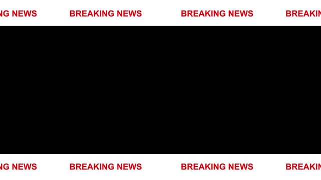Red scrolling breaking news banner animation. Breaking News - Lower third live breaking news green screen and seamless looping. breaking news lower third overlay for broadcast. 4k breaking news lower 