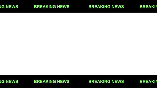 Red scrolling breaking news banner animation. Breaking News - Lower third live breaking news green screen and seamless looping. breaking news lower third overlay for broadcast. 4k breaking news lower 