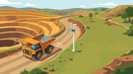Large Mining Dump Truck Hauling Earth In Open Pit Quarry. © Akunbaru
