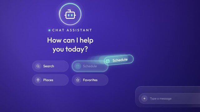 Chat assistant interface scheduling an appointment with calendar date picker and time slot selection