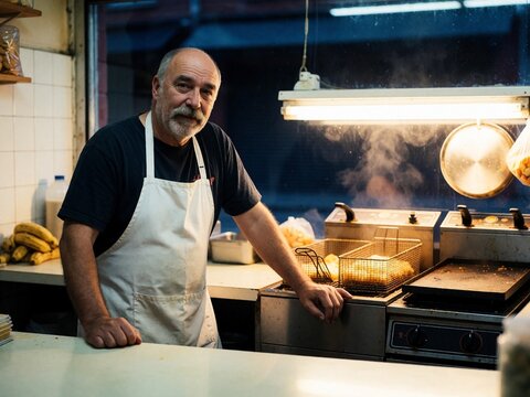 Portrait of a chef in his kitchen