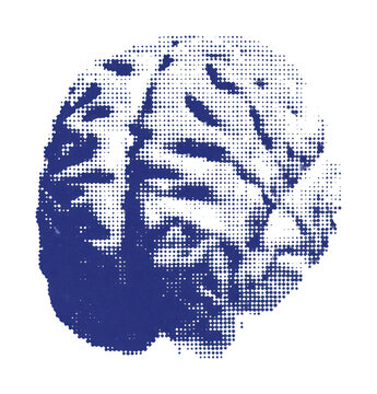 Blue human brain PNG isolated on transparent background, science icon