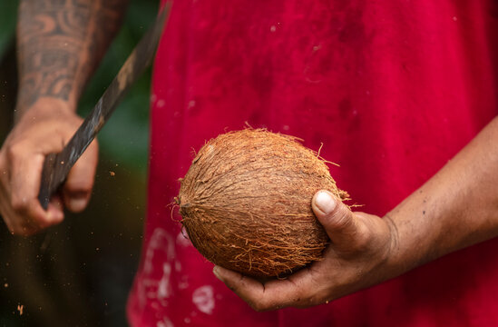couper la noix e coco avec la machette