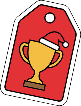 Christmas Soccer Trophy Gift Tag with Santa Hat