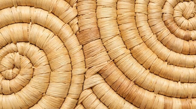Woven straw texture featuring intricate spiral patterns crafted from natural fibers creating a beautiful organic repeating background design