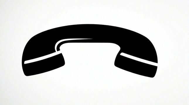 Black telephone receiver icon on white background. Minimalist handset symbol for mobile app UI web interface design. Simple graphic shows telecom device for call communication. Modern flat style