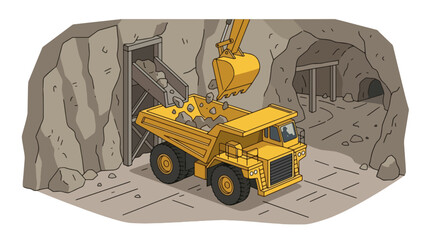 Heavy Duty Mining Dump Truck in Underground Quarry. © Islah