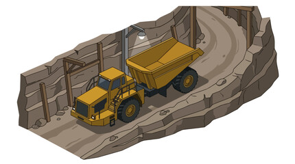 Heavy Duty Mining Dump Truck in Underground Quarry 1. © Islah