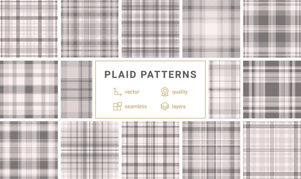 A seamless tartan pattern in sophisticated neutral grey and taupe. This timeless textile design is perfect for fashion, cozy home interiors, and professional digital backgrounds.