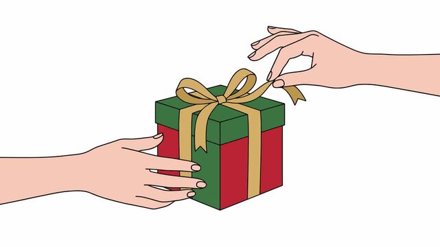 Generous act of giving a red green and gold gift box with a ribbon, symbolizing celebration and generosity