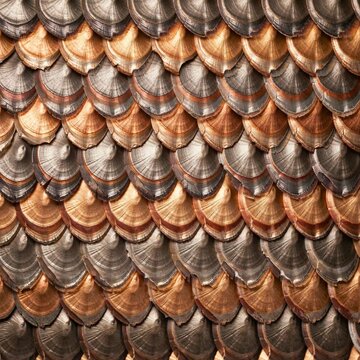 Seamless pattern of brown and golden metallic dragon scales texture