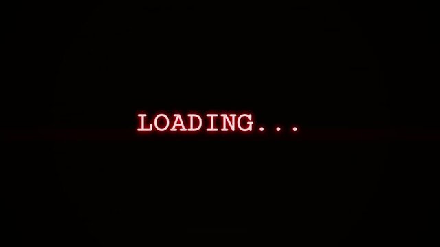 Glitch Effect Loading Text Animation on Black Background