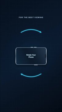 Rotate Your Phone to Landscape Orientation Animation on Black Background, Vertical to Horizontal Smartphone Rotation, Rotate Your Device Instruction, Screen Orientation Guide, Mobile UI