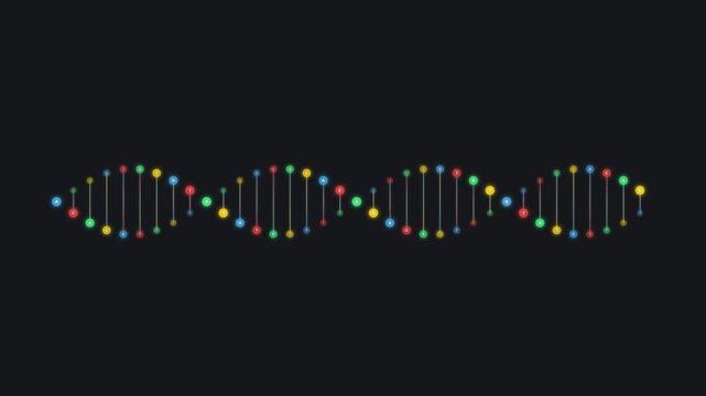 Genetic DNA Sequence Structure Data Visualization Motion Graphic Loop Animation with Alpha Channel