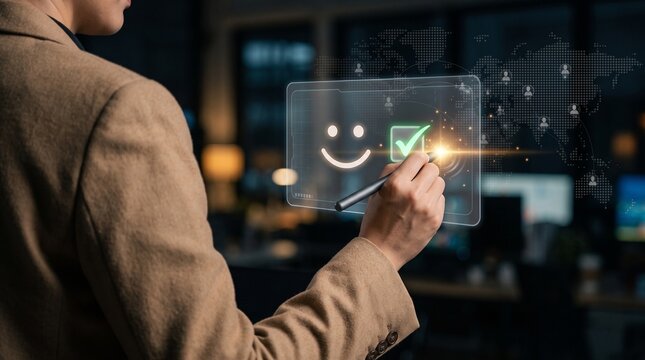 Customer experience manager measures global customer satisfaction service quality, positive feedback, customer success, loyalty management, global engagement, client retention, experience improvement.