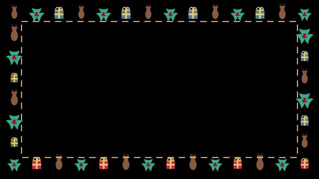Six christmas decorative frames with gift and tree icons on black