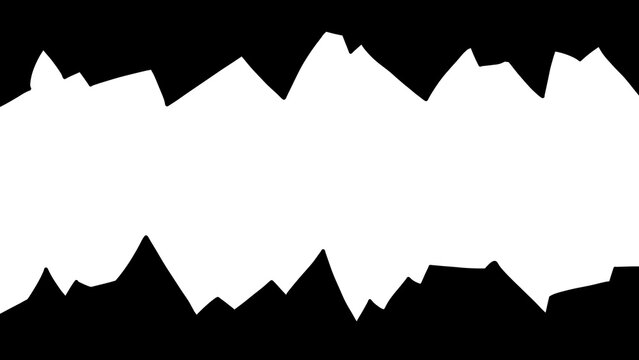 Black torn paper borders set, abstract jagged ripped edge silhouette isolated on transparent background