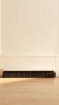 Draft exclusion brush along the bottom of an interior door