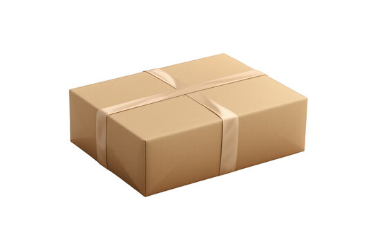 Flat kraft parcel tied with twine realistic cutout illustration