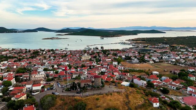 Aerial View of Cunda Island in Ayvalik Balikesir Turkey