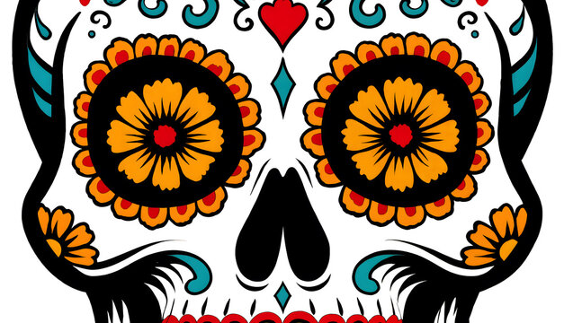 Colorful Day of the Dead Sugar Skull Illustration