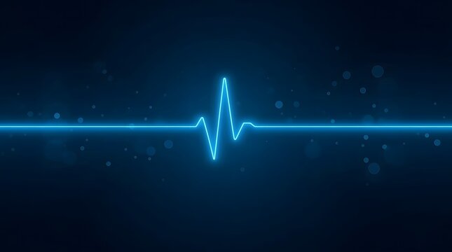 Glowing Blue Heartbeat Waveform on Gradient Background