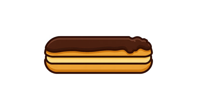 Chocolate eclair pastry icon for bakery menu design and sweet dessert