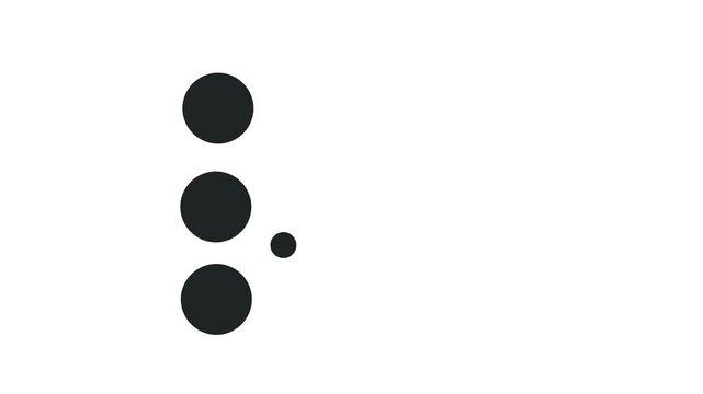 Three large atoms or molecules twitch or quiver. A smaller ball flies around this vertical row.
