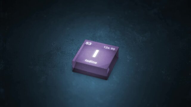 Chemical Element Iodine I Animation. Periodic Table Series.
