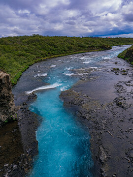 Bruarfoss,  a blue waterfall in Iceland