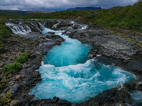 Bruarfoss,  a blue waterfall in Iceland