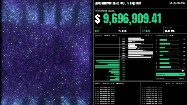 Algorithmic dark pool liquidity trading interface and particle stream