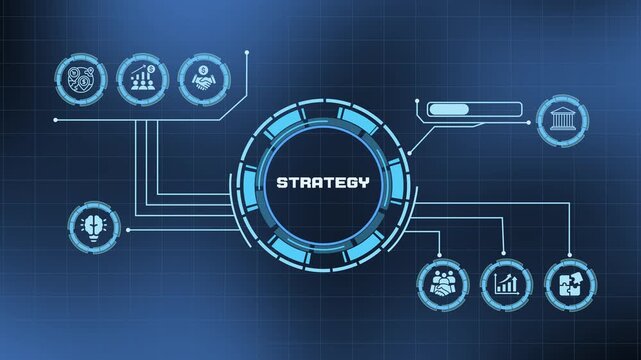 Strategic Business Planning and Performance Analytics in an Animated Futuristic HUD Dashboard.