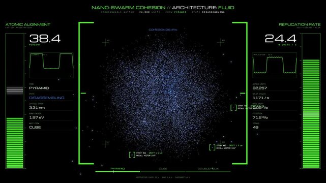Futuristic Sci Fi HUD Interface with Nano Swarm Particle Analysis