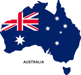Geographical map outline of australia shaped like the national flag © NurIman