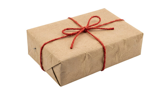 A beautifully wrapped parcel tied with a vibrant red string suggests a thoughtful gift or a mysterious delivery awaiting discovery
